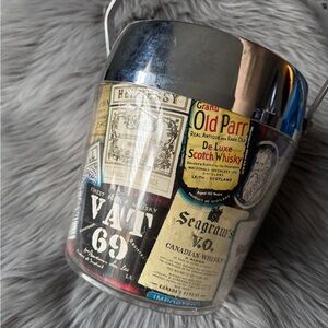 Vintage Mid Century Liquor Labels Ice Bucket